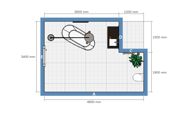 3D vannitoa disain 2D põranda plaan